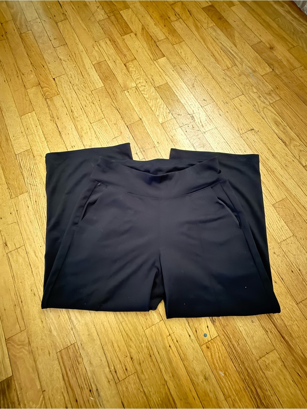 Athleta Black High-Waist Wide Leg Knit Pants